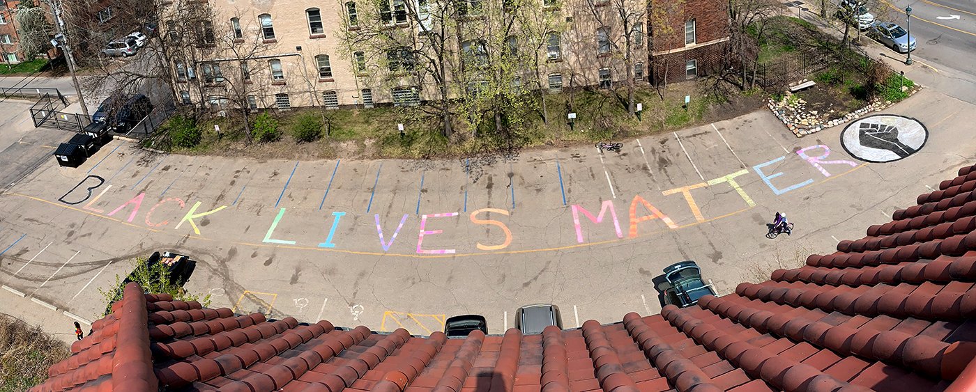 Black Lives Matter chalk mural created by members of our Pride parent affinity group